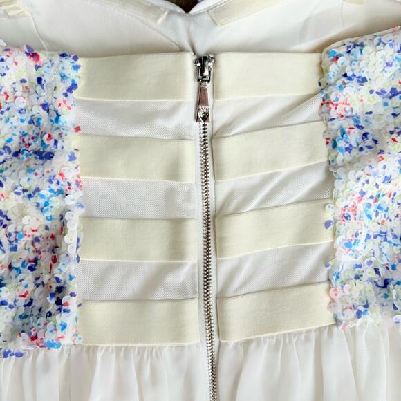 Vintage Guess White Strapless Floral Mini Dress size 6 - Picture 7 of 7